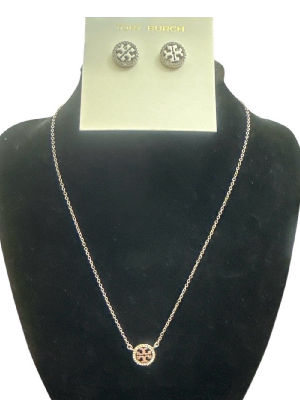 Tory Burch miller Silver pave Earrings & necklace sets